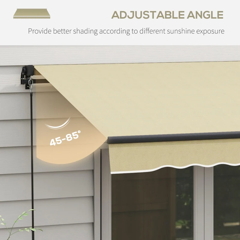 Outsunny 8' x 6.5' Retractable Awning, 280gsm UV Resistant Sunshade Shelter for Deck, Balcony, Yard, Beige