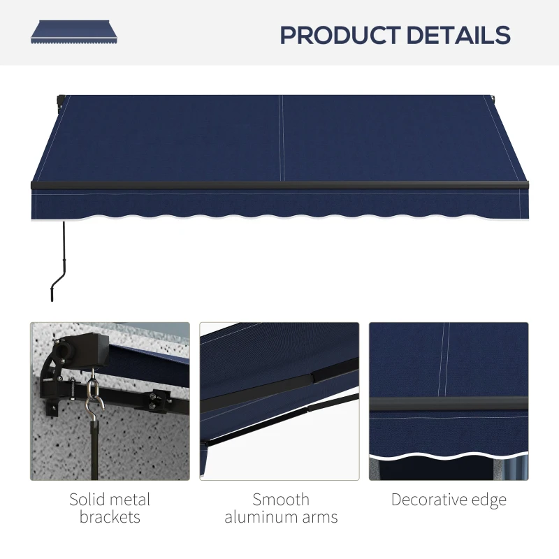 Outsunny 8' x 6.5' Retractable Awning, 280gsm UV Resistant Sunshade Shelter for Deck, Balcony, Yard, Blue