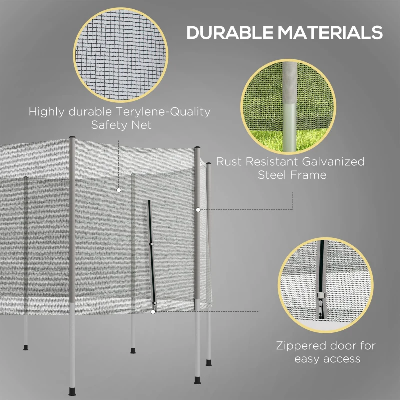 Soozier 2FT Replacement Trampoline Net Enclosure Safety w/ 8 Poles, Grey