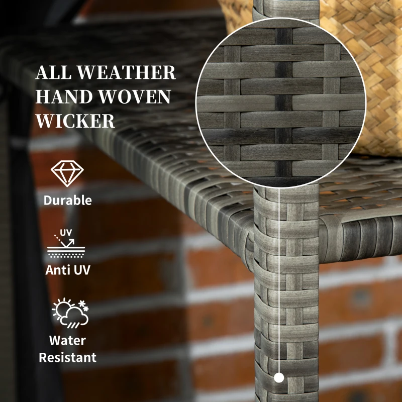 Outsunny Outdoor Rolling Towel Rack for Pool, Covered Pool Caddy with Shelf, Basket, PE Rattan Wicker