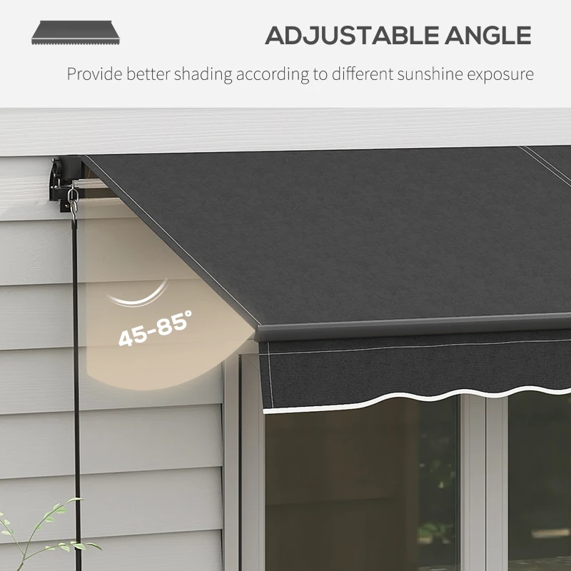 Outsunny 8' x 6.5' Retractable Awning, 280gsm UV Resistant Sunshade Shelter for Deck, Balcony, Yard, Dark Gray