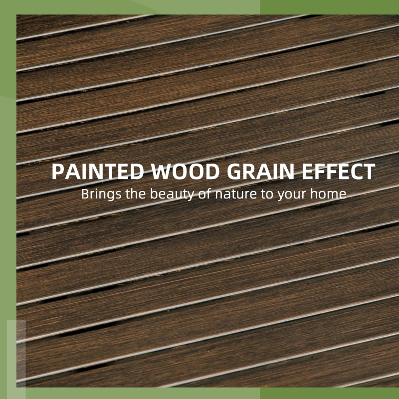 Outsunny 26" Round Patio Table, Outdoor Side Table with Steel Frame and Slat Tabletop for Garden, Backyard, Distressed Brown