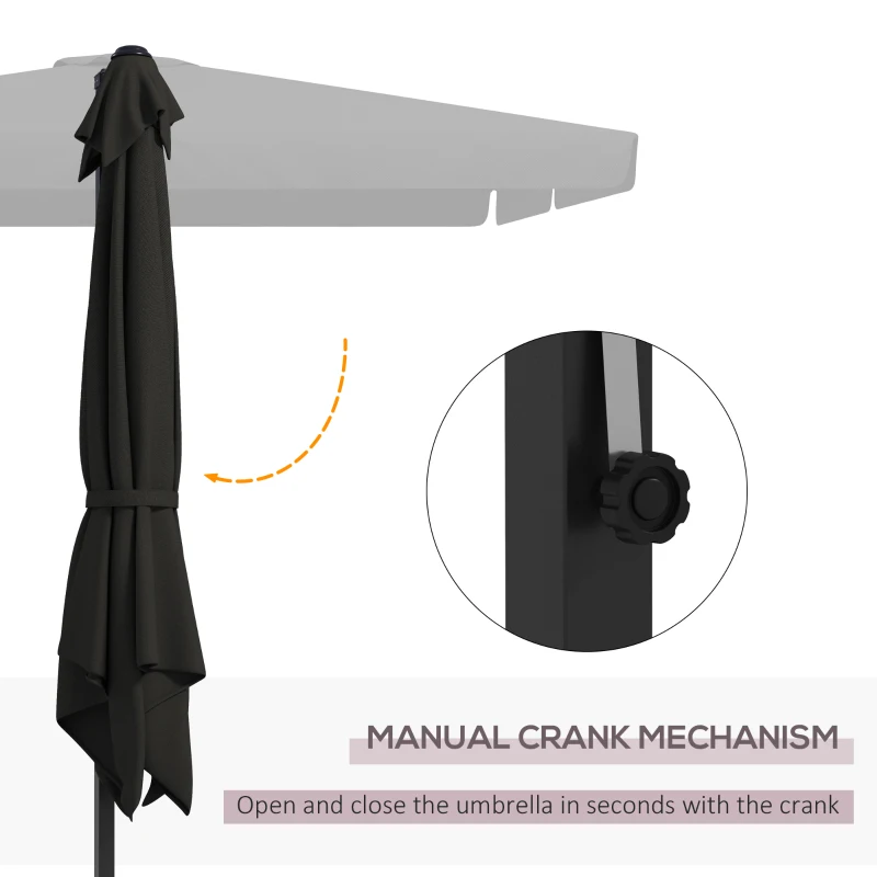 Outsunny 10' Cantilever Patio Umbrella, Square Offset Umbrella with Tilt, Crank, Cross Base, Aluminum Pole and Air Vent, Gray