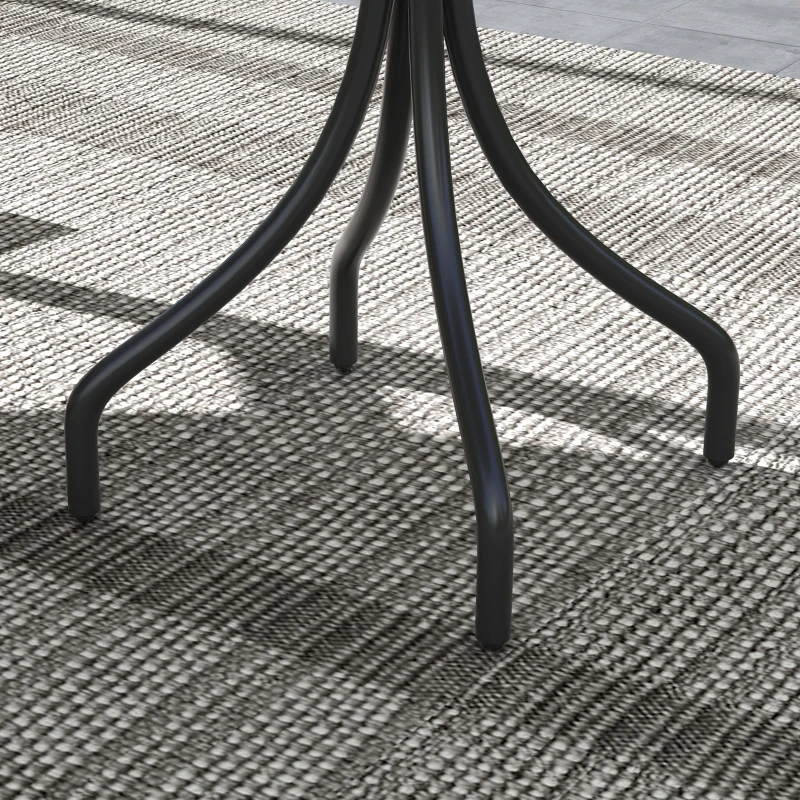 Outsunny 26" Round Patio Table, Outdoor Side Table with Steel Frame and Slat Tabletop for Garden, Backyard, Distressed Brown