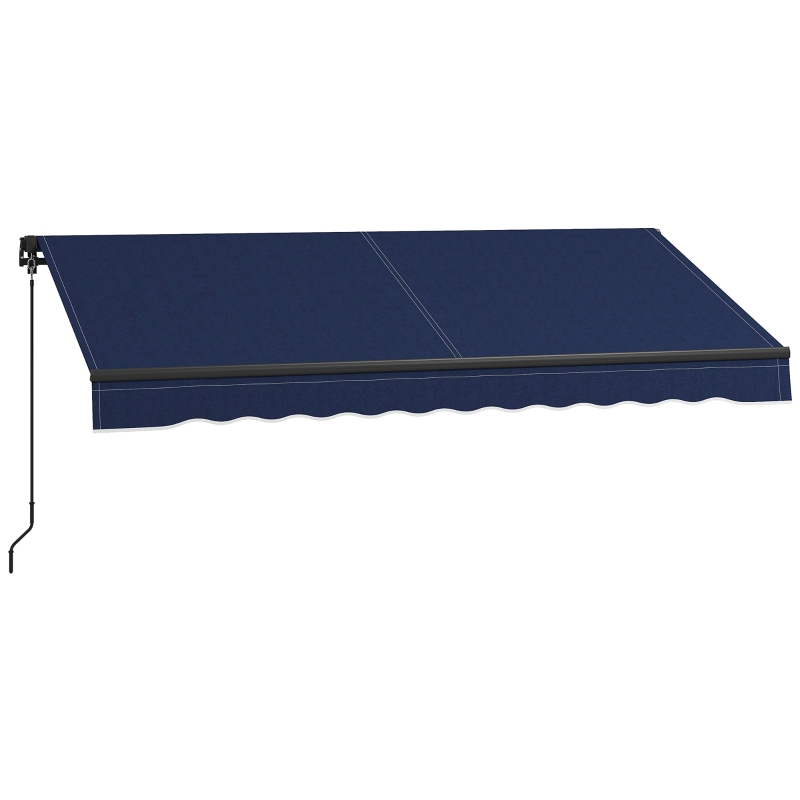 Outsunny 8' x 6.5' Retractable Awning, 280gsm UV Resistant Sunshade Shelter for Deck, Balcony, Yard, Blue