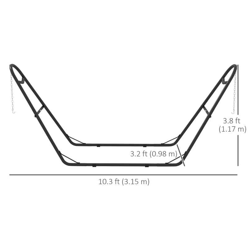 Outsunny 10.3ft Hammock Stand, Adjustable Hammock Stand Fits 9-14 ft Hammocks, Heavy Duty 450 lbs Capacity, Black