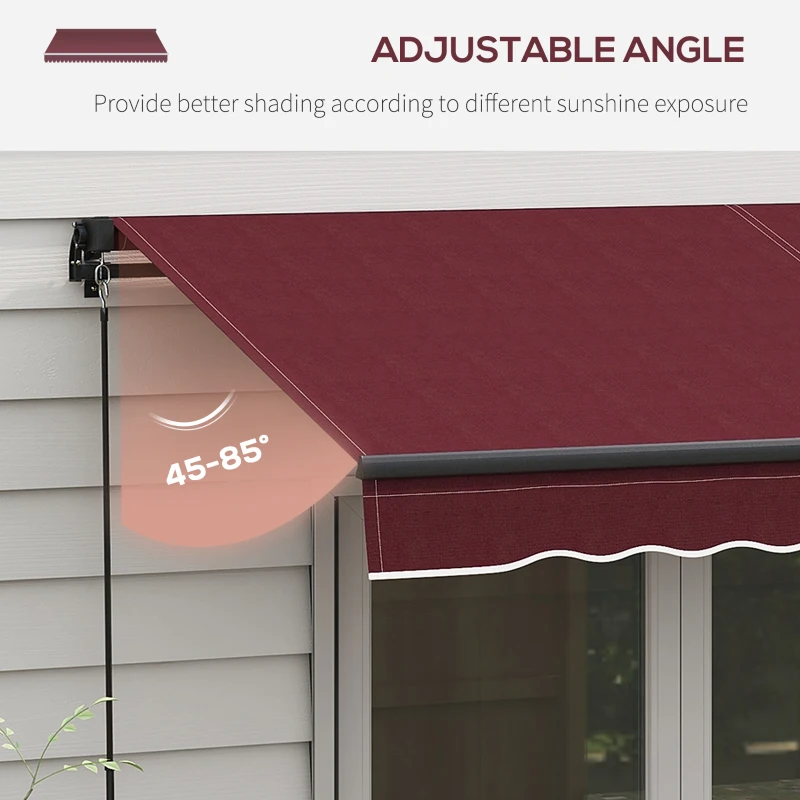 Outsunny 8' x 6.5' Retractable Awning, 280gsm UV Resistant Sunshade Shelter, for Deck, Balcony, Yard, Wine Red