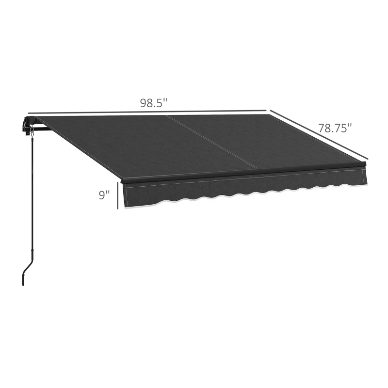 Outsunny 8' x 6.5' Retractable Awning, 280gsm UV Resistant Sunshade Shelter for Deck, Balcony, Yard, Dark Gray