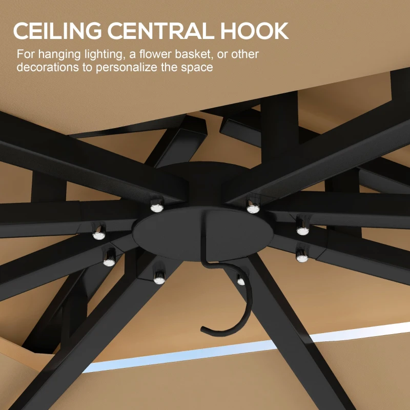 Outsunny 10' x 12' Outdoor Gazebo with Nettings, 2 Tier Patio Gazebo Canopy for Garden, Backyard, Deck, Beige