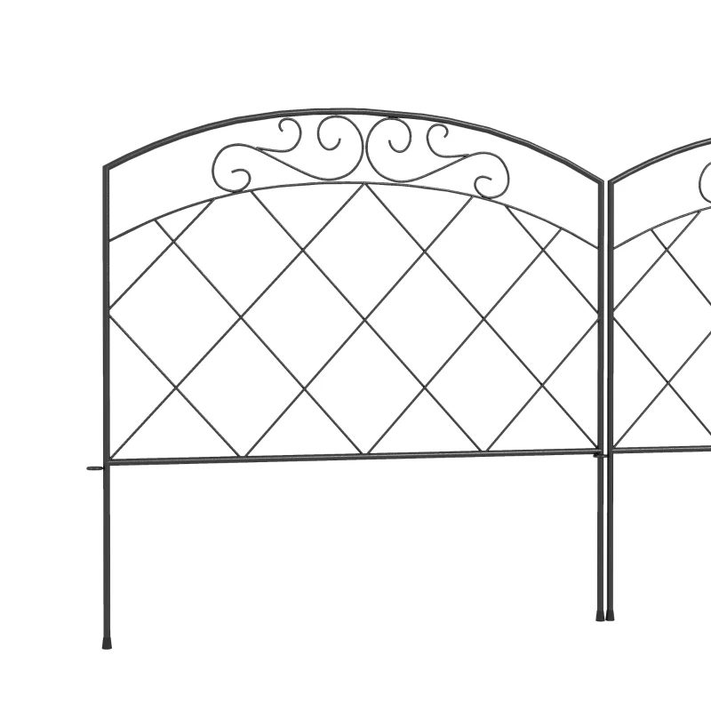 Outsunny 4 Pack Garden Fencing for Yard, Decorative Fence Panels as Animal Barrier and Flower Edging, Swirls