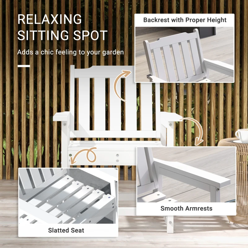Outsunny All-Weather Patio Chair, HDPE Patio Dining Chair, Heavy Duty Wood-Like Outdoor Furniture for Garden, Backyard, Deck, Porch, Lawn, White