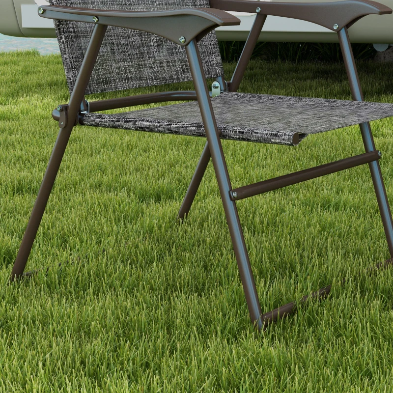 Outsunny 4 Pieces Folding Patio Camping Chairs Set, Sports Chairs for Adults with Armrest, Mesh Fabric Seat for Lawn