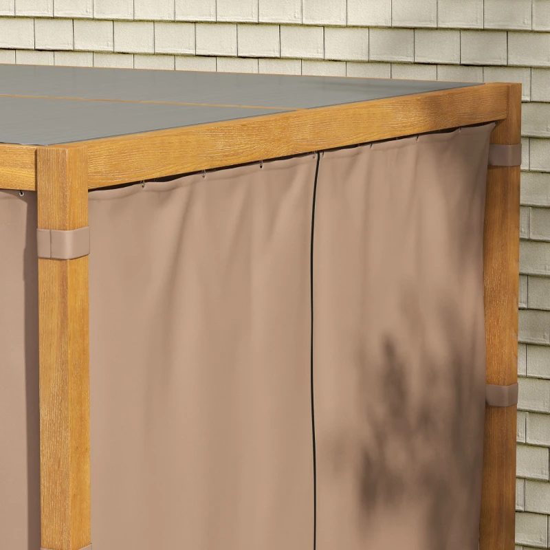 Outsunny 10' x 13' Outdoor Retractable Pergola w/ Sun Shade Aluminum Louvered Top, Pergola w/ Canopy, Curtains, Netting, Natural