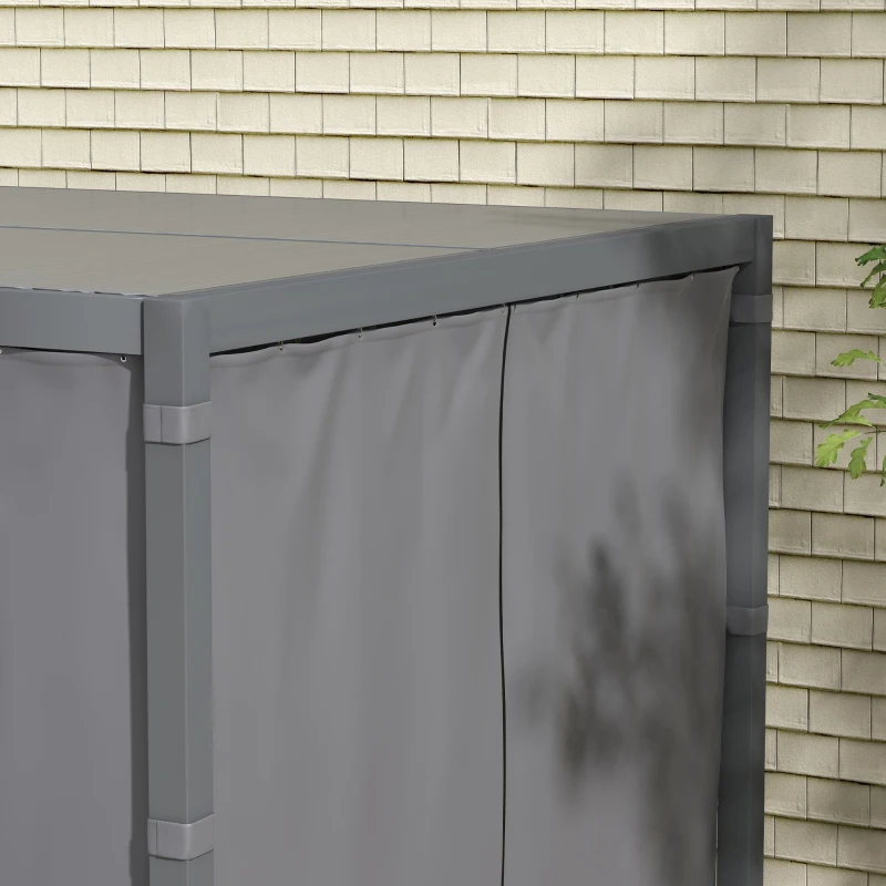 Outsunny 10' x 13' Outdoor Retractable Pergola w/ Sun Shade Aluminum Louvered Top, Pergola w/ Canopy, Curtains, Netting, Gray