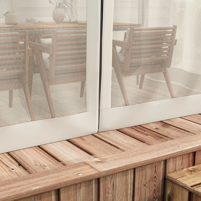 Outsunny 10 x 10 ft Retractable Pergola, Garden Gazebo Shelter with Nettings for Grill, Patio, Deck, Natural