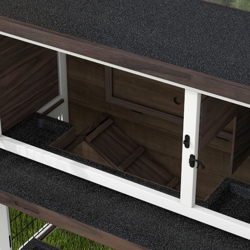 PawHut 46" Outdoor Rabbit Hutch w/ Removable Trays & Ramp for 1-2 Rabbits