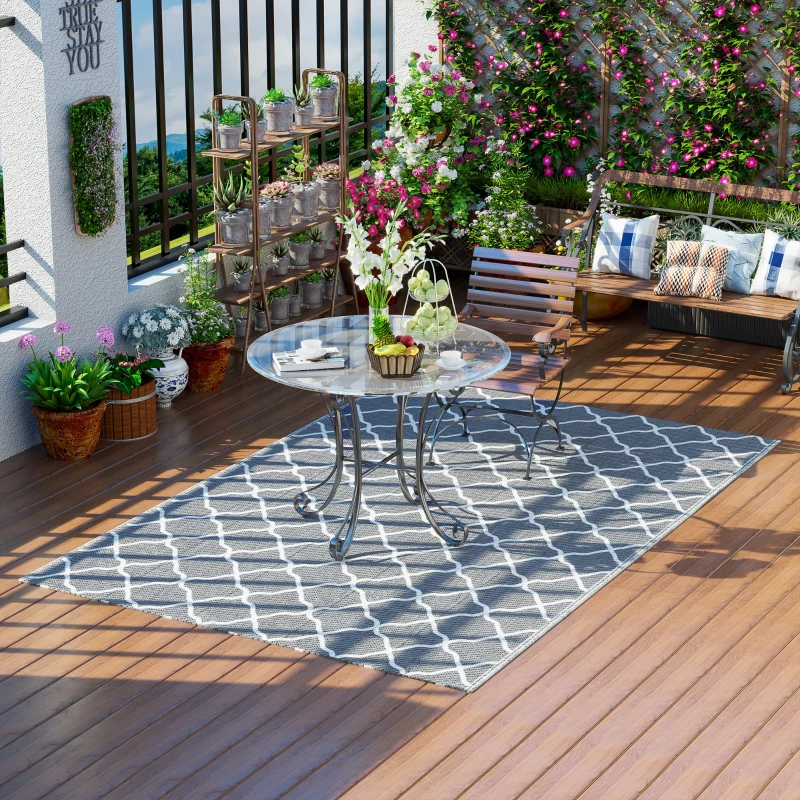 Outsunny Waterproof Outdoor Rug, 6' x 9' RV Rug Reversible Mat for ...