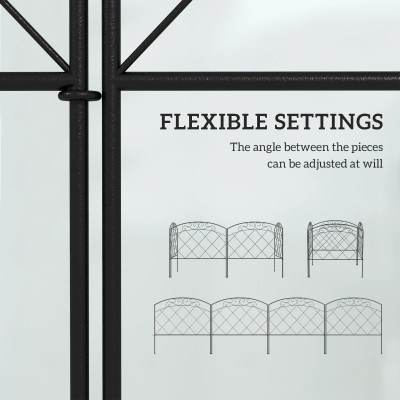Outsunny 4 Pack Garden Fencing for Yard, Decorative Fence Panels as Animal Barrier and Flower Edging, Swirls