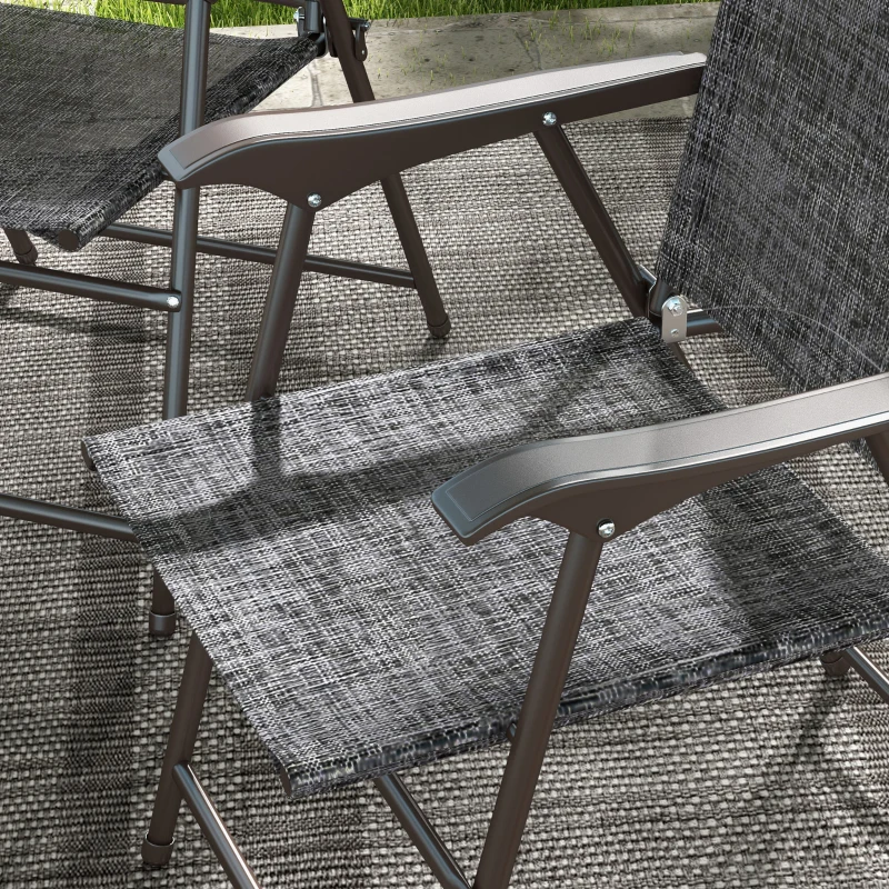 Outsunny 4 Pieces Folding Patio Camping Chairs Set, Sports Chairs for Adults with Armrest, Mesh Fabric Seat for Lawn