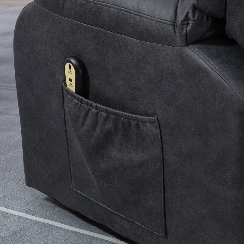 HOMCOM Lift Chair for Seniors, Microfibre Upholstered Electric Recliner Chair with Remote, Quick Assembly, Charcoal Grey