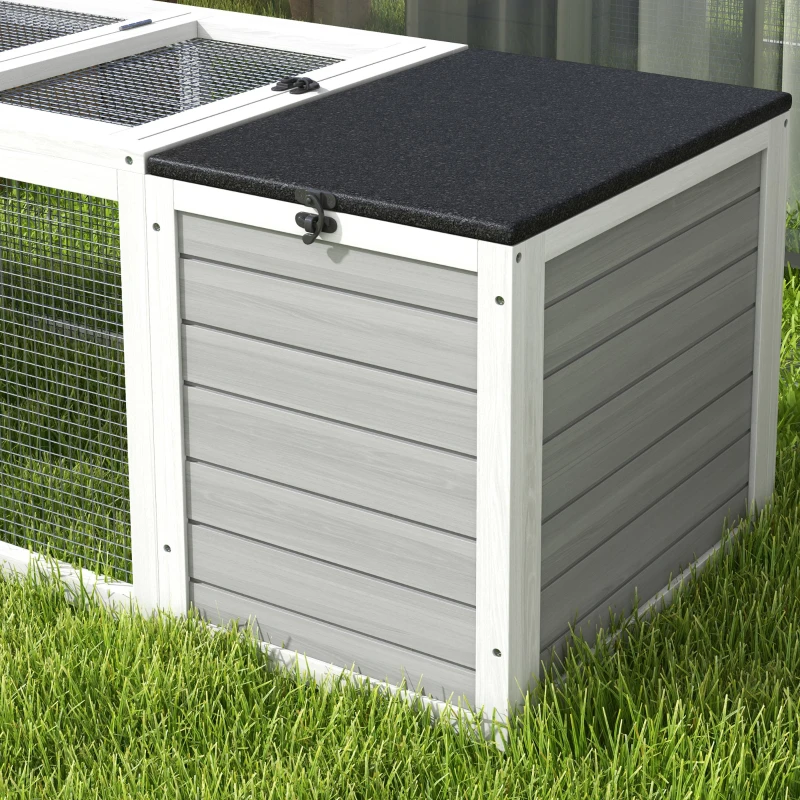 PawHut 55" Rabbit Hutch, Outdoor Rabbit Cage w/ Openable Asphalt Roofs, Gray