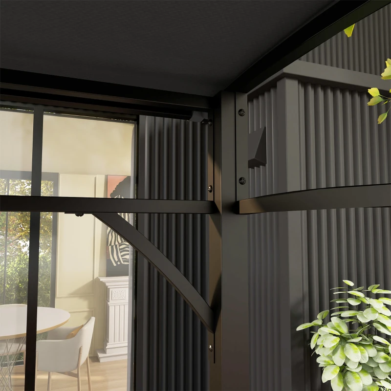 Outsunny 7' x 5' Garden Grill Canopy, BBQ Grill Gazebo Tent with Steel Frame and Hooks, Outdoor Sun Shade, Charcoal Grey