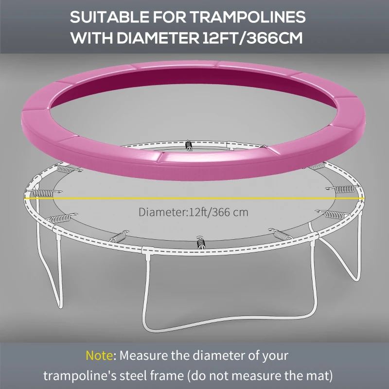 Soozier 12FT Trampoline Spring Cover, Trampoline Pad Replacement, Waterproof and Tear-Resistant, All-Weather Trampoline Accessories, Pink