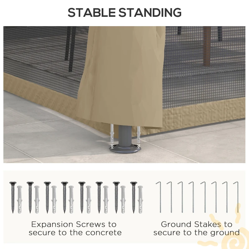 Outsunny 10' x 13' Outdoor Patio Gazebo, Beige Canopy Shelter with Netting, Vented Roof & Steel Frame for Garden, Lawn, Backyard, Deck