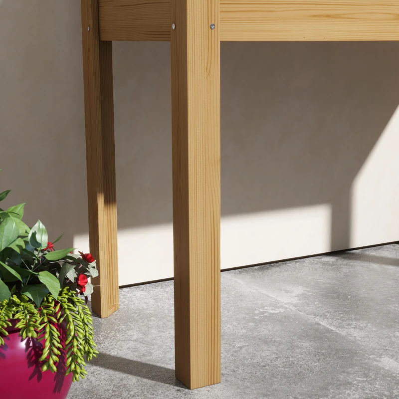 Outsunny Elevated Wood Planter with Trellis for Climbing Plants, Raised Garden Bed with Legs, Drainage Holes & Filter Natural
