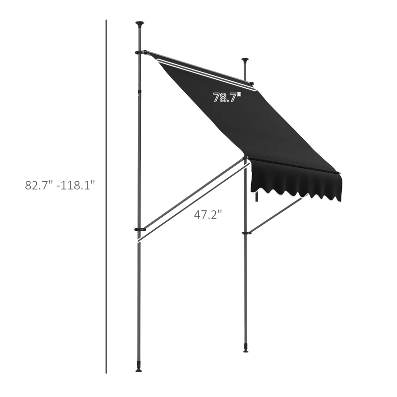 Outsunny 6.5' x 4' Manual Retractable Awning, Non-Screw Patio Awning, UV Resistant for Window or Door, Black
