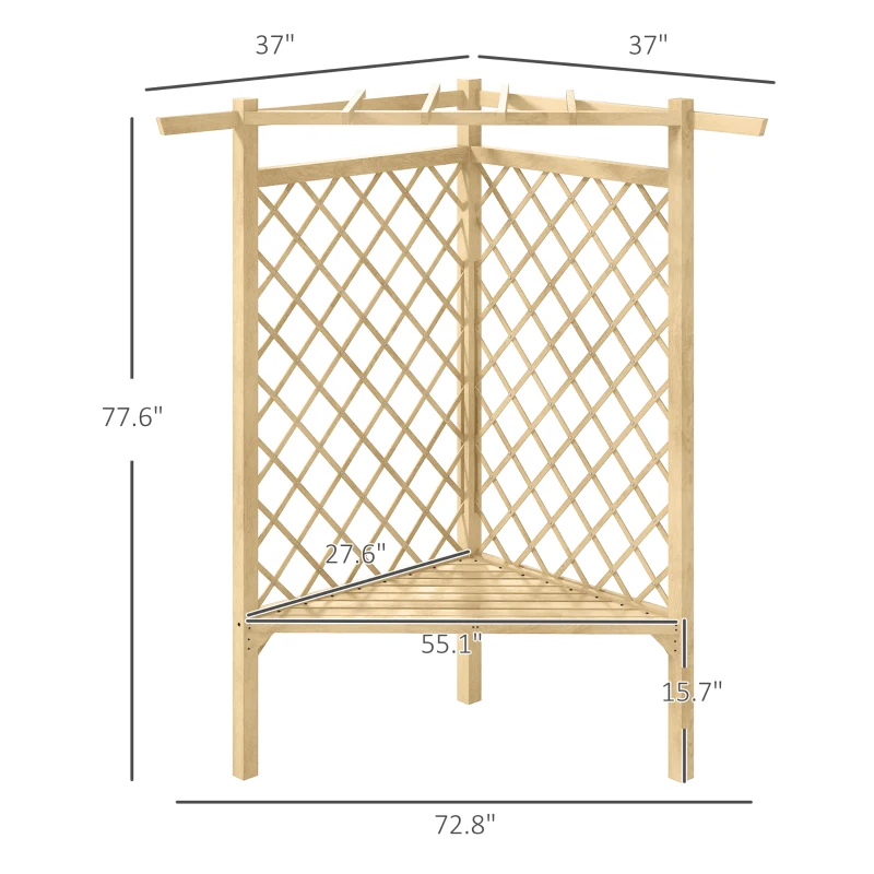 Outsunny 55" Trellis Garden Bench, Wooden Park Bench for Climbing Plants w/ Slatted Seat, Great for Lawn, Backyard, Deck, Natural