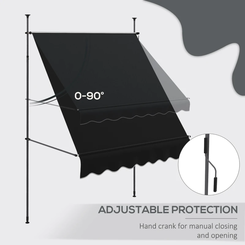 Outsunny 6.5' x 4' Manual Retractable Awning, Non-Screw Patio Awning, UV Resistant for Window or Door, Black