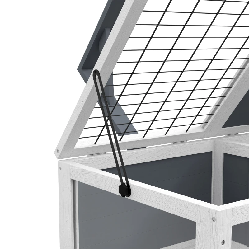 PawHut Tortoise House with Lamp Holder, Wooden Habitat for Tortoises, Secure Living Space, Easy Access, Gray