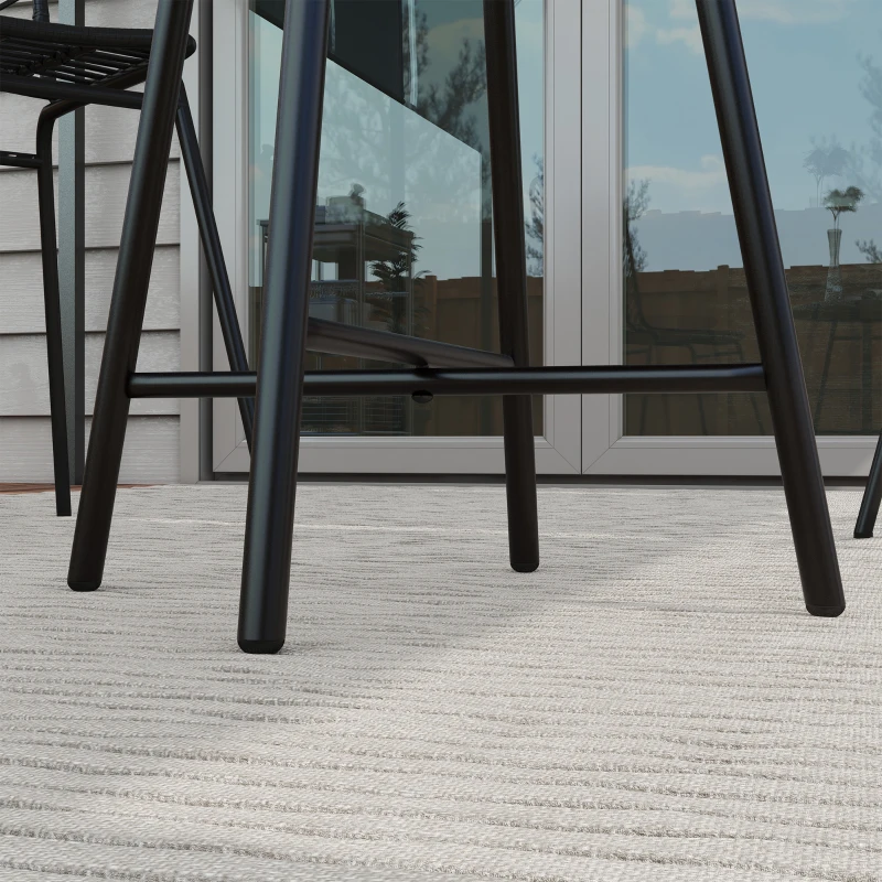 Outsunny Patio Wicker End Table with Plastic Wood Table Top and X-Shape Support for Backyard, Garden, Balcony, Grey