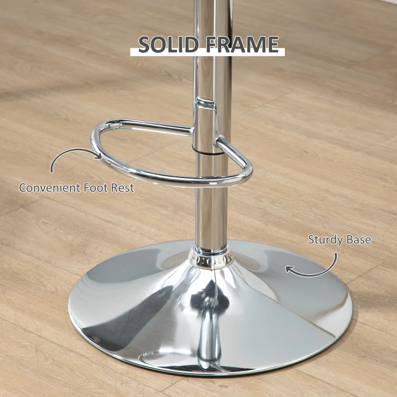 HOMCOM Bar Stools Set of 2, Adjustable Height Counter Height Bar Stools, Swivel Bar Chair with PU Leather Padded Seat, Footrest