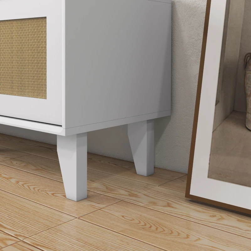 HOMCOM TV Stand Cabinet for 50-Inch, TV Table with 2 Rattan Doors, Television Stand with Adjustable Shelves and Cable Holes