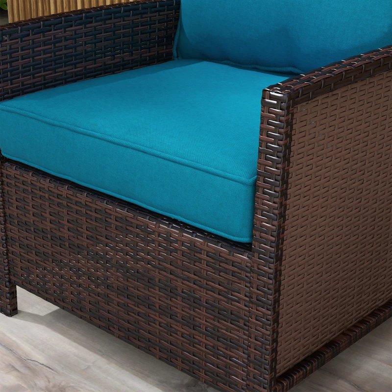 Outsunny 4-Piece Seat Cushion Pillows Replacement, Patio Chair Cushions Set with Back for Indoor Outdoor, Turquoise