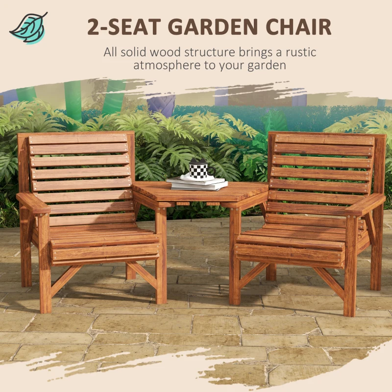 Outsunny 3Pcs Outdoor Bench Set for Backyard, Balcony, Tan Brown