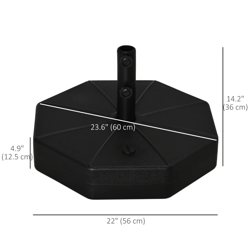 Outsunny Patio Umbrella Base Parasol Holder Outdoor Market Umbrella Stand Weights, Water/Sand Filled for Garden, Poolside, Black