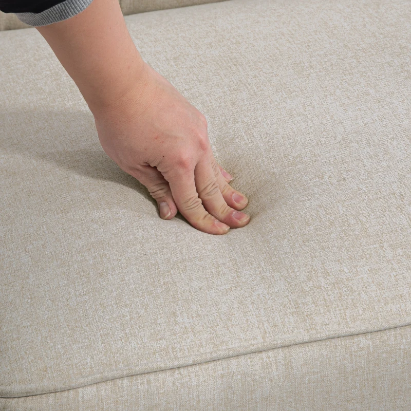 HOMCOM Convertible Bed with Couch, Button Tufted Fabric Sofa Bed with Adjustable Back for Living Room, Beige