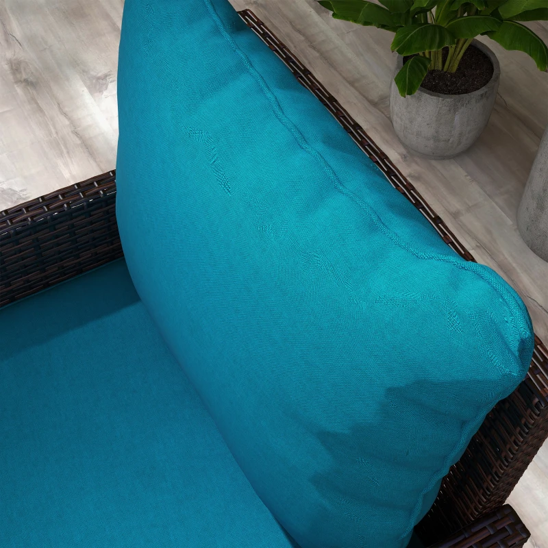 Outsunny 4-Piece Seat Cushion Pillows Replacement, Patio Chair Cushions Set with Back for Indoor Outdoor, Turquoise