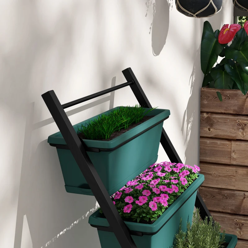 Outsunny 5-Tier Vertical Raised Garden Planter with 5 Container Boxes, Outdoor Plant Stand for Vegetable Flowers, Green