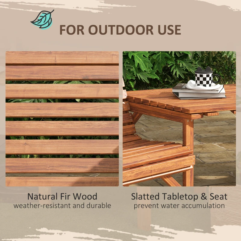 Outsunny 3Pcs Outdoor Bench Set for Backyard, Balcony, Tan Brown