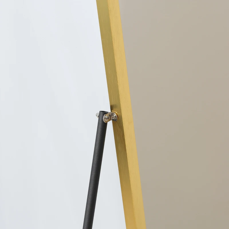 HOMCOM 63"x20" Full Length Mirror, Floor Standing, Wall-Mounted or Leaning Against Wall Tall Mirror w/Support Frame, Rectangular Full Body Mirror for Bedroom, Living Room, Gold