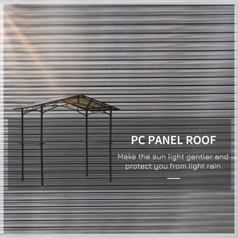 Outsunny 8' x 5' Hardtop Grill Gazebo Aluminium BBQ Canopy Gazebo Outdoor Canopy with Side Shelves