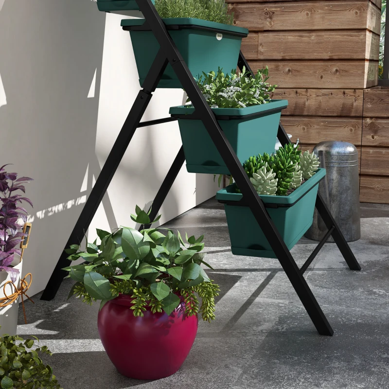 Outsunny 5-Tier Vertical Raised Garden Planter with 5 Container Boxes, Outdoor Plant Stand for Vegetable Flowers, Green