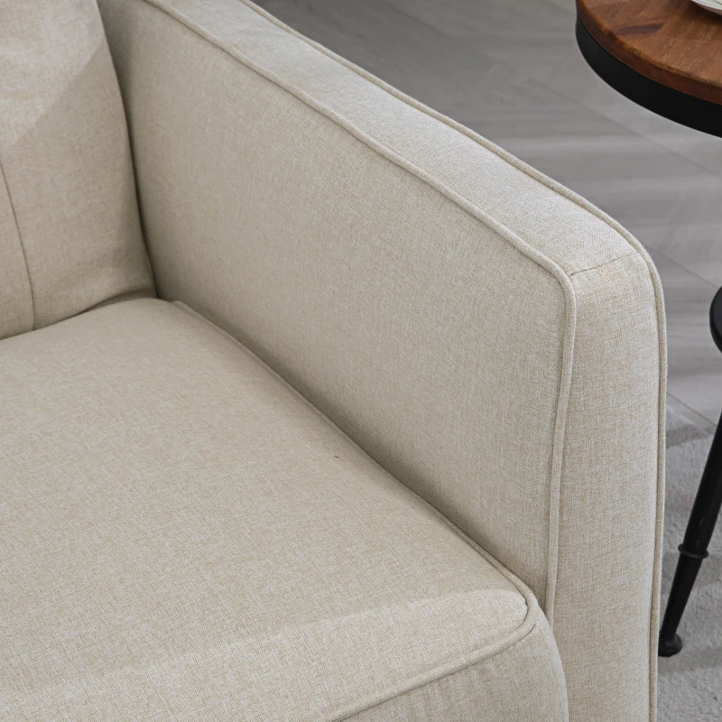 HOMCOM Convertible Bed with Couch, Button Tufted Fabric Sofa Bed with Adjustable Back for Living Room, Beige