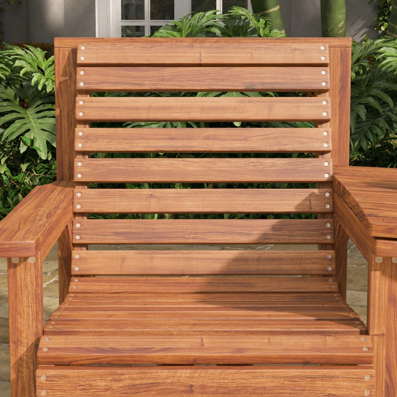 Outsunny 3Pcs Outdoor Bench Set for Backyard, Balcony, Tan Brown