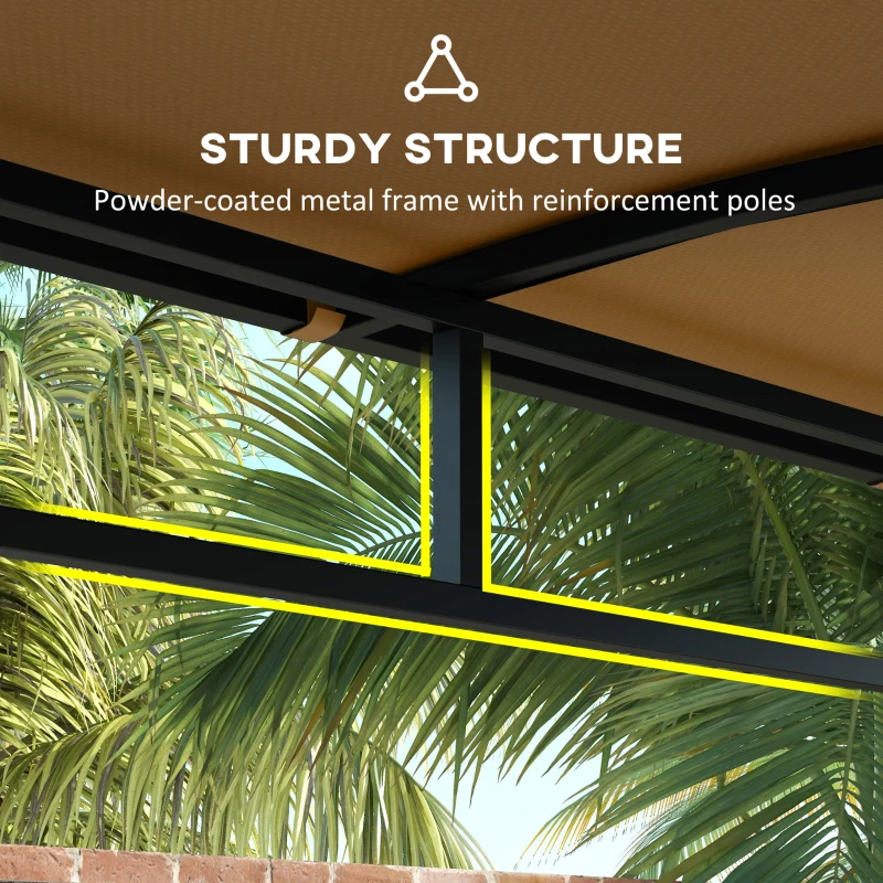 Outsunny 7' x 5' Garden Grill Canopy, BBQ Grill Gazebo Tent with Steel Frame and Hooks, Outdoor Sun Shade, Dark Brown