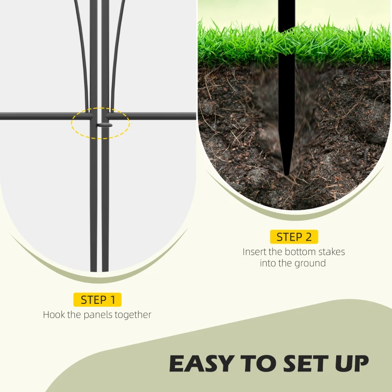 Outsunny 5PCs Outdoor Garden Fence Panels, Metal Wire Landscape Flower Bed Border Edging Animal Barrier, 24" x 10', Black